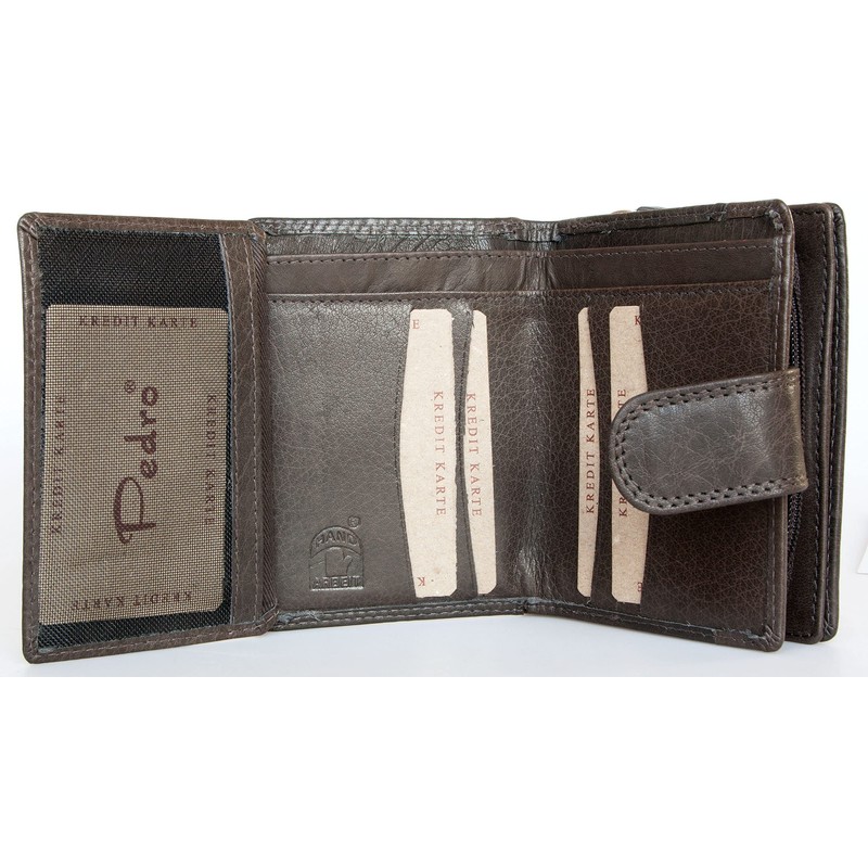 Women's Dark Bown Genuine Leather Wallet Without Any Logos or