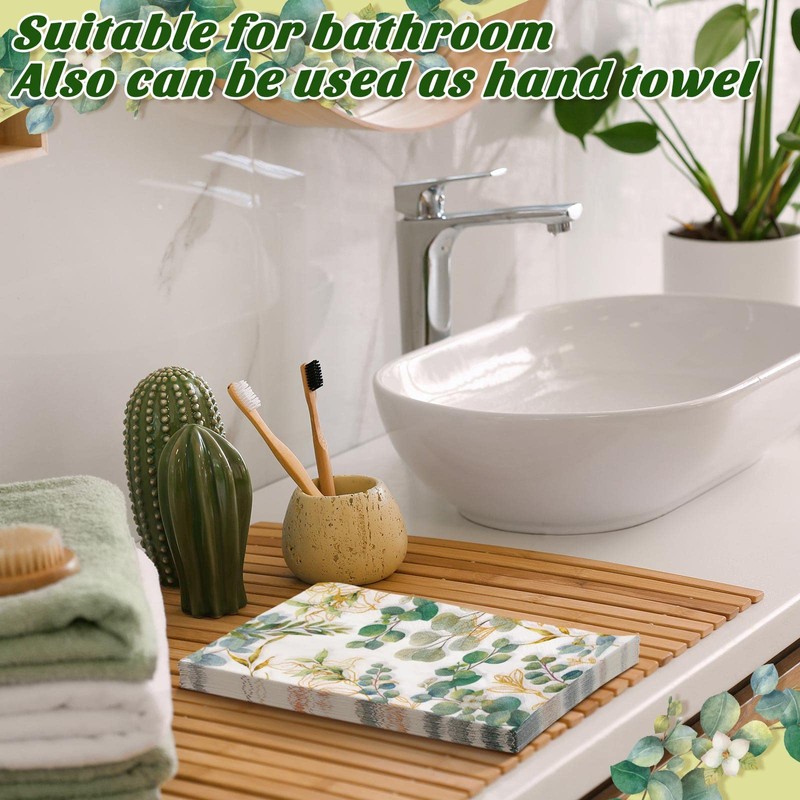 Spiareal 120 Pcs Greenery Paper Napkins 3 Ply Disposable Hand