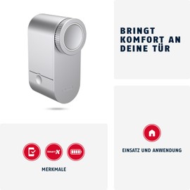 ABUS Loxeris One Door Lock Drive - Smart Opening and Closing of Entrance Door via App - Electronic Door Lock with Access Control - Easy Installation without Cable Pulling - Silver