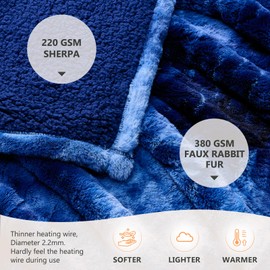 Homemate Heated Blanket Electric Twin - 62x84 Heating Blanket Twin 5 Gears Auto-Off 10 Heat Levels Heat Blanket Over-Heat Protection Luxury Faux Fur Sherpa Heater Blanket Electric ETL Certification