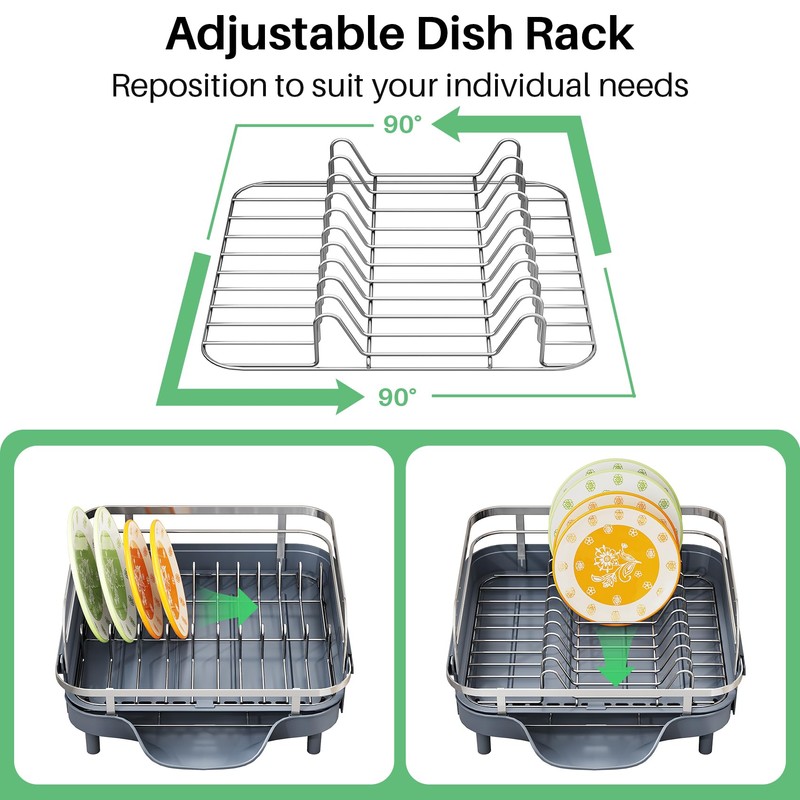 SAYZH Dish Drying Rack - Expandable Dish Rack for Kitchen