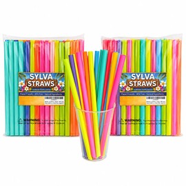 100-Pack Extra Long Wide Straight Straws – 8 Vibrant Colours (Red, Orange, Yellow, Green, Blue, Aqua, Purple & Violet), 12mm x 230mm, Ideal for Thick Shakes, Bubble Tea, Boba, Slushies
