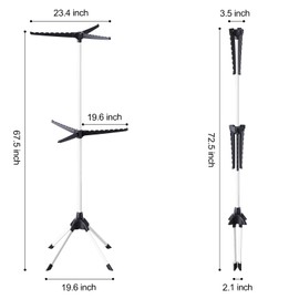 APEXCHASER Clothes Drying Rack Folding, 2-Tier Drying Rack Clothing, Laundry Rack Collapsible, Clothes Airer with 4 Legs 6 Arms for 48 Hangers, Foldable Clothes Horse Indoor Outdoor RV Beach, Black