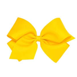 Wee Ones Baby Girls' King Grosgrain Hair Bow on a WeeStay Clip w/Plain Wrap - Yellow