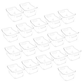 Lifetime Home 18 PACK Clear Plastic Storage Organizer Bins for Refrigerator - BPA-Free - Perfect for Home, Office, Refrigerator, Pantry, Bathroom, Laundry Room, and Kitchen Organization & Storage