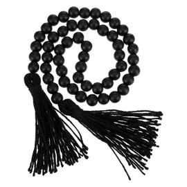 GEEHUA Wood Bead Garland Farmhouse with Tassels, Black Wooden Prayer Decorative Beads Wooden Bead Garland String Wall Hanging Accent for Home Festival Table Decor