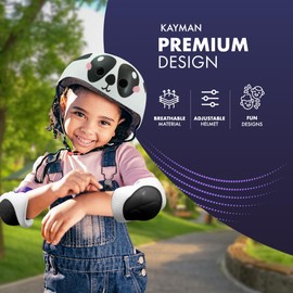 KAYMAN Kids Bike Helmet age 3 to 12, Adjustable Safety Gear for Boys and Girls, Suited to Scooter, Cycling, Skateboard & Roller Skating - Protection for Boys & Girls