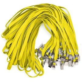 Bird Fiy Yellow Lanyards 100 Pack Bulk Badge Lanyards with Clip Neck Flat Lanyard with Badge Lanyard Bulldog Clip