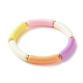 Acrylic Tube Beads Stretch Bracelet for Girl Women