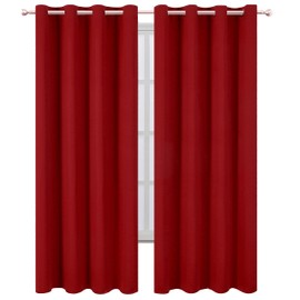 LEMOMO LEMOMO Red Curtains 52 x 84 Inch Long/Blackout Curtains Set of 2 Panels/Room Darkening Thermal Insulated Bedroom Curtains Drape