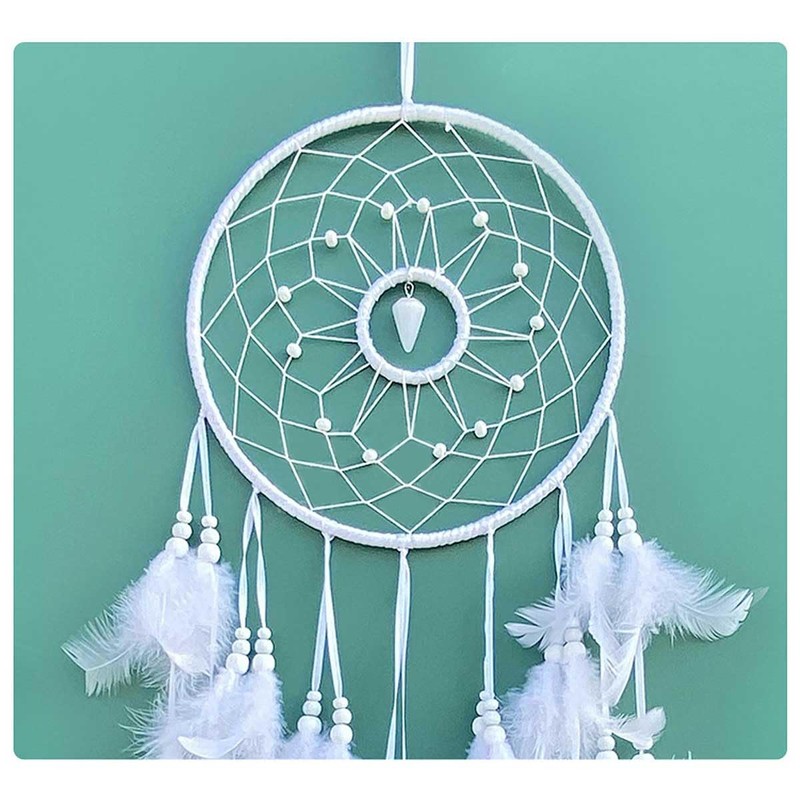 Dream Catcher Wall Hanging Feather Decoration, Hand Knitted, Dream Network,