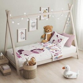 texpot Children's Bed Linen Set 100 x 135 + 40 x 60 cm with Cute Print Motifs 100% Cotton Zip Easy Care (Unicorn)