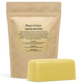 Plant Guru Barra de 1 lb de manteca de cacao cruda - 100  puro, natural, sin refinar, de grado alimenticio, grano de cacao Arriba Nacional, ideal...  
