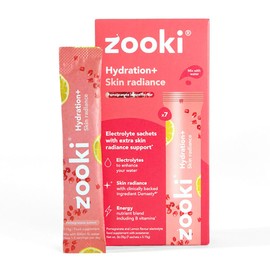 Zooki Electrolytes+ Skin Radiance Hydration Electrolytes Sachets – Pomegranate Lemon Flavour Electrolytes with Damasty Rose Extract, B Vitamins & Vitamin C, Sugar Free Hydration Sachets (7 Servings)