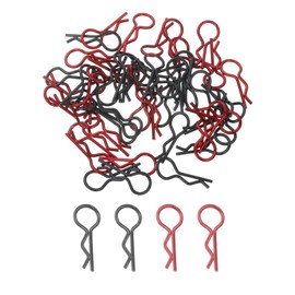 sourcing map 50pcs 30-Degree Angle RC Body Clips Bent Springy R Pins 25x1.4x10mm for All 1/8 1/10 Scale Model RC Car Crawler Truck,Shell Replacement Parts(Black/Red)