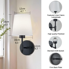 A1A9 Rechargeable Wall Sconces Set of 2, Black Cordless Battery Operated Sconce with Dimmable LED Bulb and Remote, 13 Colors Wall Lights for Bedroom Living Room Hallway