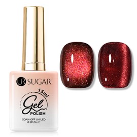 UR SUGAR💎 Red Gel Nail Magnetic Nail Cat Eye Gel 15ml Solid Color Particulate Glitter with Magnets, UV/LED Compatible, Color Gel, Salon Quality, Glitter, Self Nail Art, Cat Eye Gel