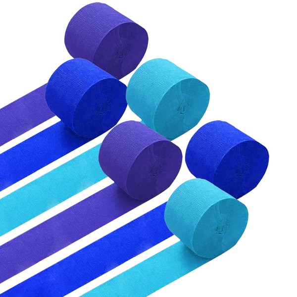Ainmto 6 Rolls Blue Crepe Paper Streamers(Each Roll 25M x