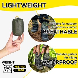 Low Ankle Gaiters for Hiking - Waterproof Anti-tear Leg Gaiter Hiking Gaiters,Lightweight Low Gators Snow Gaiters for Outdoor Walking Climbing Backpacking (Green, L)
