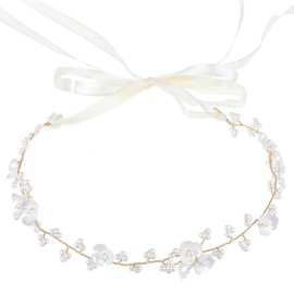 EupHHonycs Flower Girl Headpiece Flower Hair Accessory Princess Crystal Headpiece Rhinestone Pearl Headband Bridal Hair Accessories Pearl Headpieces for Women Wedding Birthday Party Photography