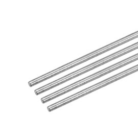 TOP-VIGOR 4Pcs M4 x 300mm Fully Threaded Rod, 304 Stainless Steel Right Hand Threads Rods, Fully Studding Rod Bar for Anchor Bolts, Clamps, Hangers and U-Bolts