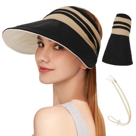 TAGVO Sun Visor Hats UV Protection for Women, Sun Hat, Quick Drying and Breathable, Garden Hat, Hiking Hat, Beach Hat, Beach Hat, Reversible Hat for Beach, Golf, Tennis Cap, black, Unit size