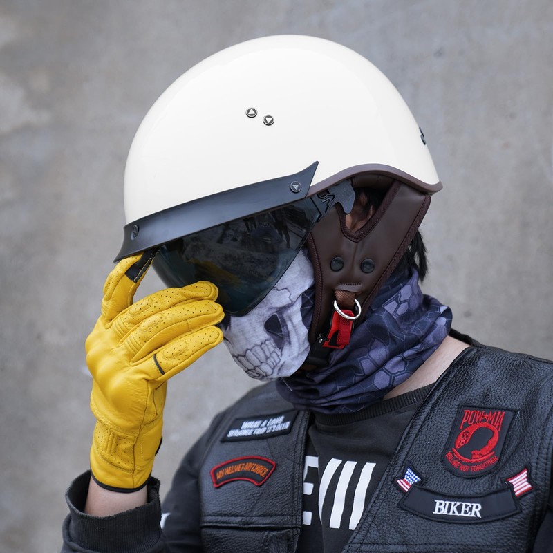 JQF Gear Retro Motorcycle Helmets for Men Women Open Face