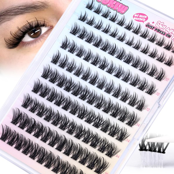 PVDKIW Self Adhesive Eyelashes Wispy Self Adhesive Lash Clusters Natural