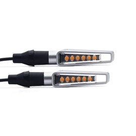 KOPPANG Motorcycle, Flowing Turn Signal, 6 LED, Motorcycle, E-Bike, Vehicle Inspection, DC 12 V, Waterproof, Amber, High Brightness, Front and Rear Left and Right Universal (Silver, Set of 2)
