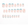 24 Pcs Swirl Square False Nails Short, Pale Blue French
