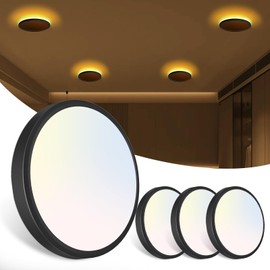 zemty 7 Inch LED Ceiling Light with Night Light 1800K, 4 Pack 3000K/4000K/6500K Selectable Ceiling Light Fixtures, Low Profile Ceiling Lighting for Bedroom Bathoom Kitchen-Black(No Remote)