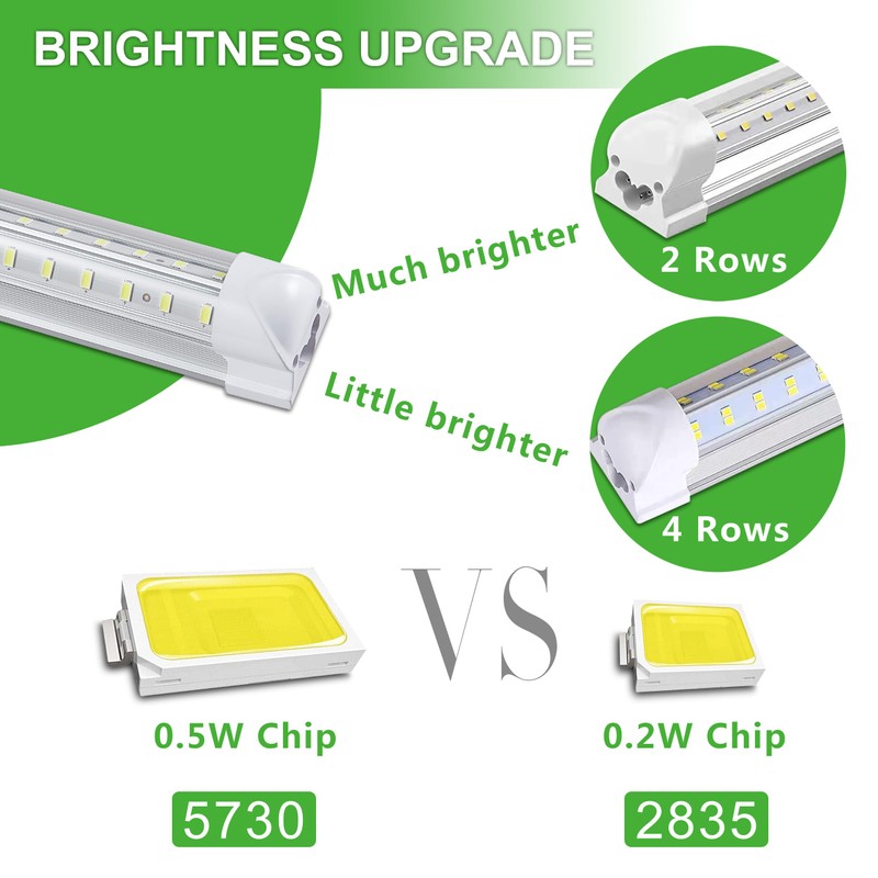 Skymoatled 4Pack 8FT LED Shop Light Garage Lights,100W 6000K 15000LM