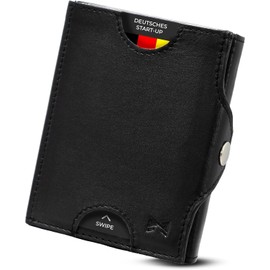 Gentlemen's® Fold Wallet - Men's Wallet with Coin Compartment & RFID Protection - Wallets, ID & Card Sleeves for Men - Small Card Case, Compact & Elegant, black, XL coin compartment