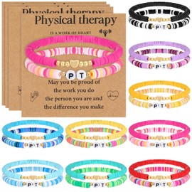 Liliaafar 9 Set PT Therapist Gifts Bulk Physical Therapy Month Bracelets Appreciation Gifts Physical Therapist Friendship Bracelet (Clay)