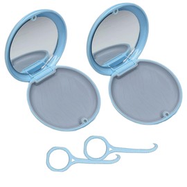 2 Pcs Retainer Case, Retainer Box With 2 Pcs Aligner Removal Tool,Denture Retainer Case,Mouth Guard Case,Blue