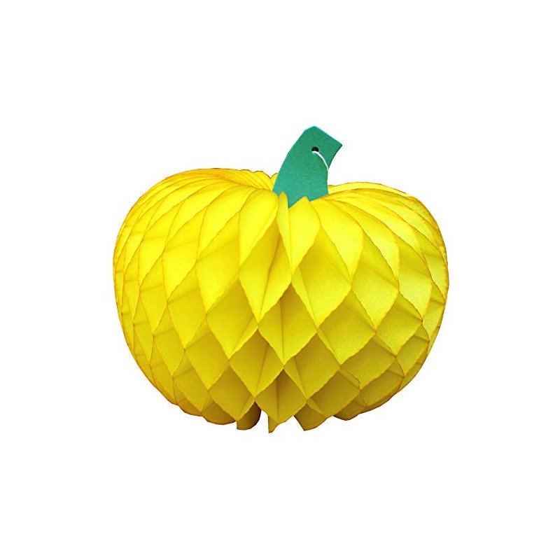 3-Pack 10 Inch Honeycomb Tissue Paper Pumpkin Decoration (Yellow)