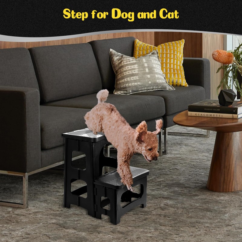 Ligebul 2-Step Stool Foldable, Plastic Steps Stool Folding Step Ladder