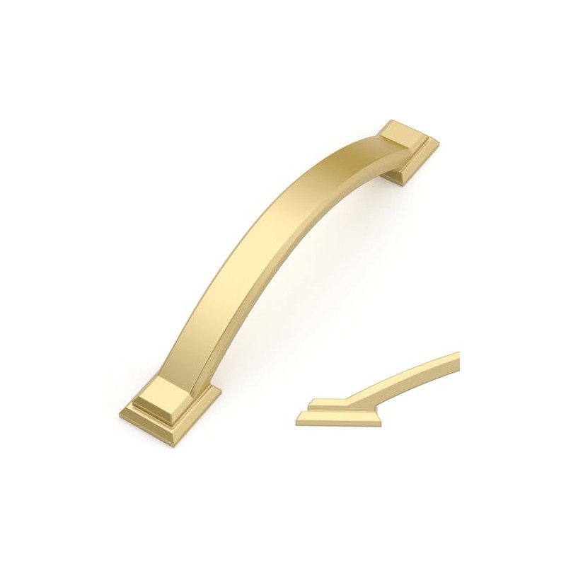 Amerdeco 10 Pack Brushed Gold Cabinet Pulls 4 Inch(102mm) Hole