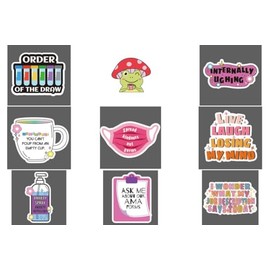 8 Pcs Nurse Cute Funny Badge Reel Retractable Accessories Bulk Nursing Healthcare Badge Holder Medical Frog Be Kind AMA Forms Fun Badge Clip LPN RN CNA Social Worker Doctor ID Card Gifts