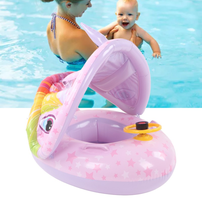 Inflatable Baby Swim Float Cartoon Shape Double Handle Inflatable Baby