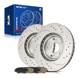 KAX Front Brake Kit, Drilled and Slotted Brake Rotors, Ceramic Brake Pads | Fits ILX 2013 2014 2015, Honda Civic 2012 2013 2014 2015, CR-V 2005 2006, Automotive Replacement Brake Kit
