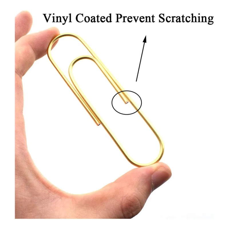 Paperclips Extra Grandes 10 Cm Vinilo Dorado Brillante