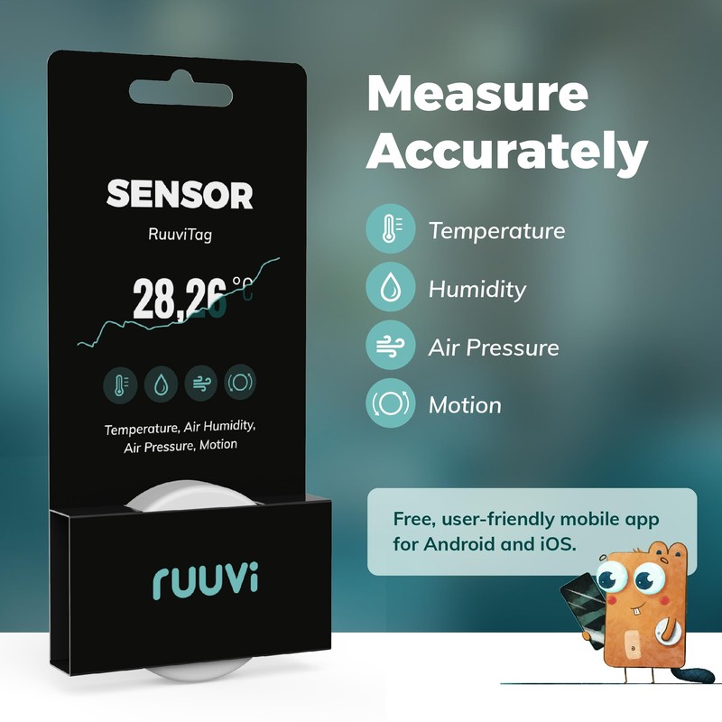 RUUVI RuuviTag Wireless Temperature, Humidity, Air Pressure and Motion Bluetooth