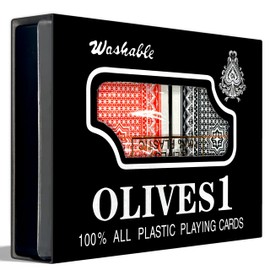 Olives 1 Playing Cards, Poker Cards 2 Pack, Deck of Standard Poker Cards, Casino & Adult Playing Cards, Waterproof Playing Game Cards,large Premium Joker Cards 100% Plastic (Black/Red)