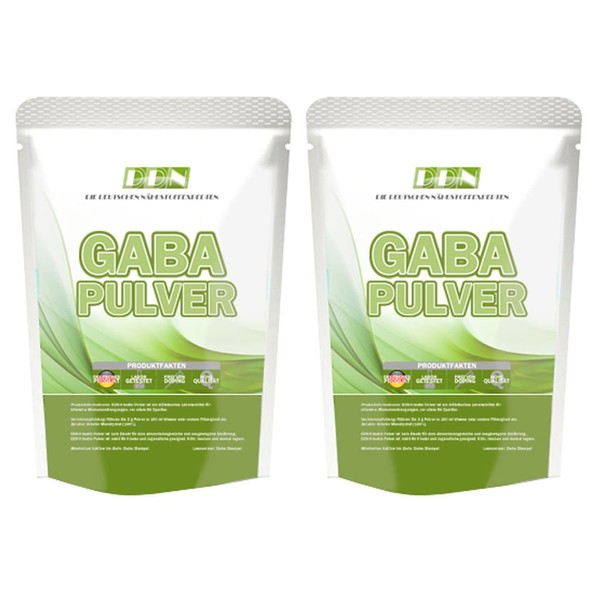 GABA (2 times 150 g - 100% without additives total 300 g) 100 servings! - Pure gamma amino butyric acid powder, amino acids, HGH - growth hormone release, muscle building + regeneration, in best