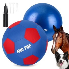 ANC POP Herding Ball for Dogs Horse Ball & Cover 25" for Horses Large with Hand Pump for Play, Blue and Red