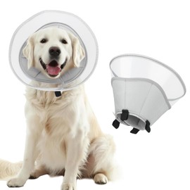 Soft Elizabethan Dog Cone Collar Adjustable for Large Medium Small Dogs, Recovery Collar After Surgery to Prevent Licking Wounds - Comfortable Alternative to Plastic Cones (L (Neck: 15.5"-17.8")