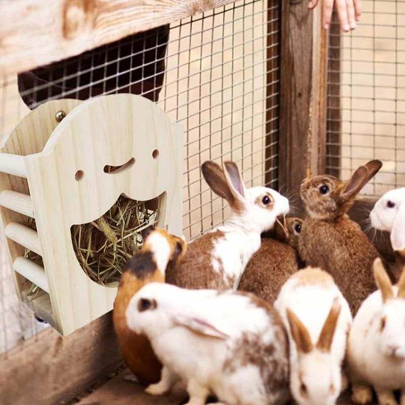 rabbit grass box hay rack food bowl rabbit grass container