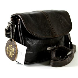 Small Leather Handbag / Shoulder / Overbody Bag (Dark Brown)