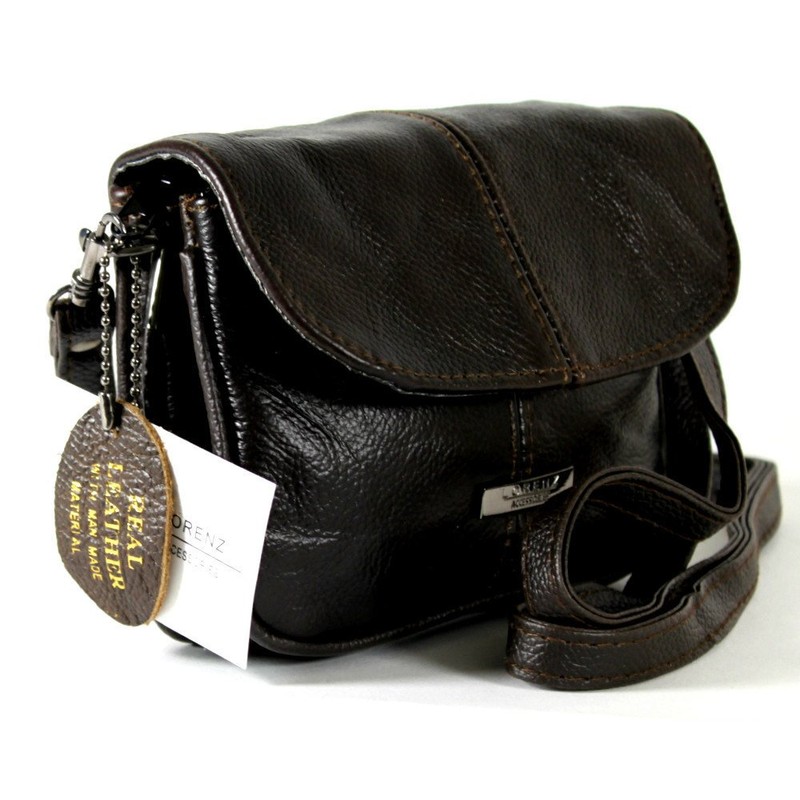 Small Leather Handbag / Shoulder / Overbody Bag (Dark Brown)
